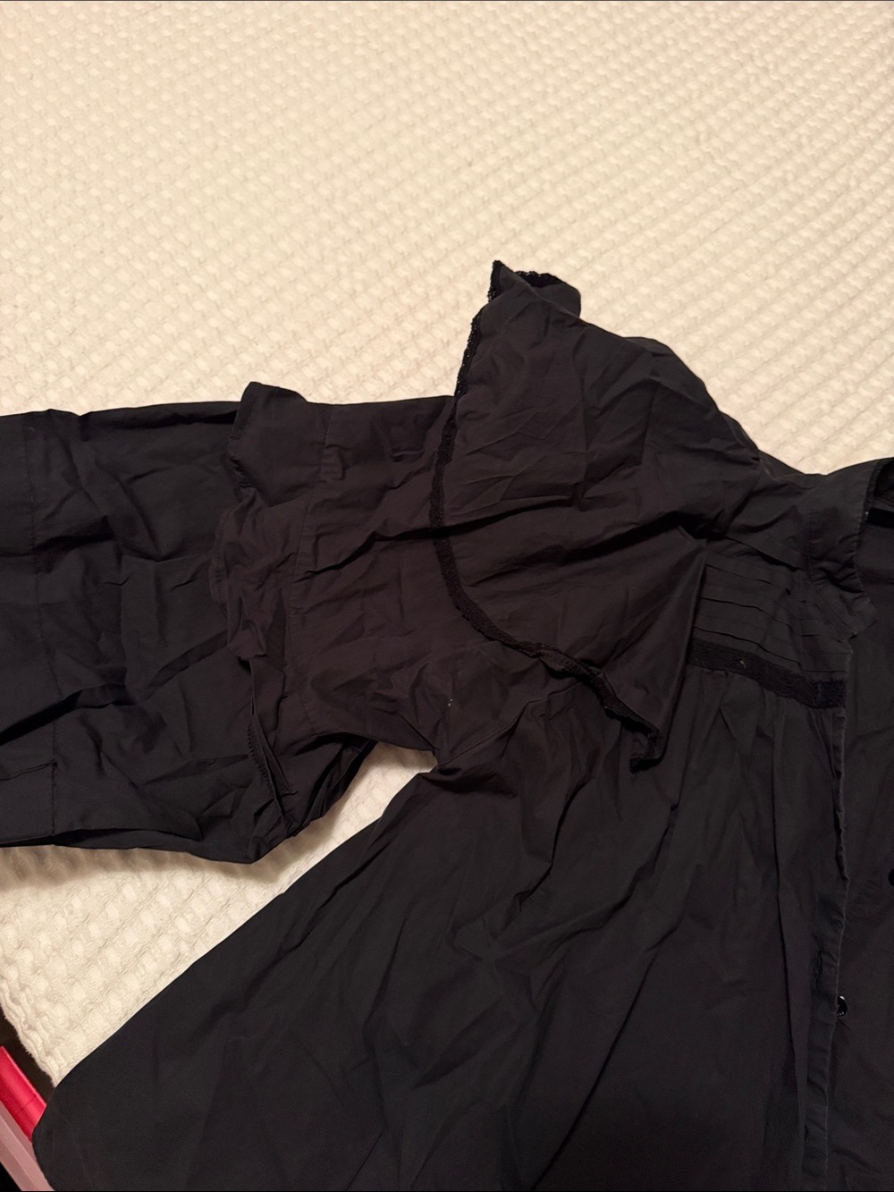Women’s Black Ruffled Cape-Shoulder Jacket - Picture 4 of 4
